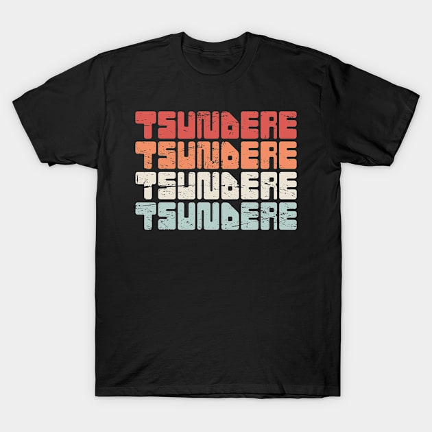 Retro 70s TSUNDERE Anime Text T-Shirt by Wizardmode